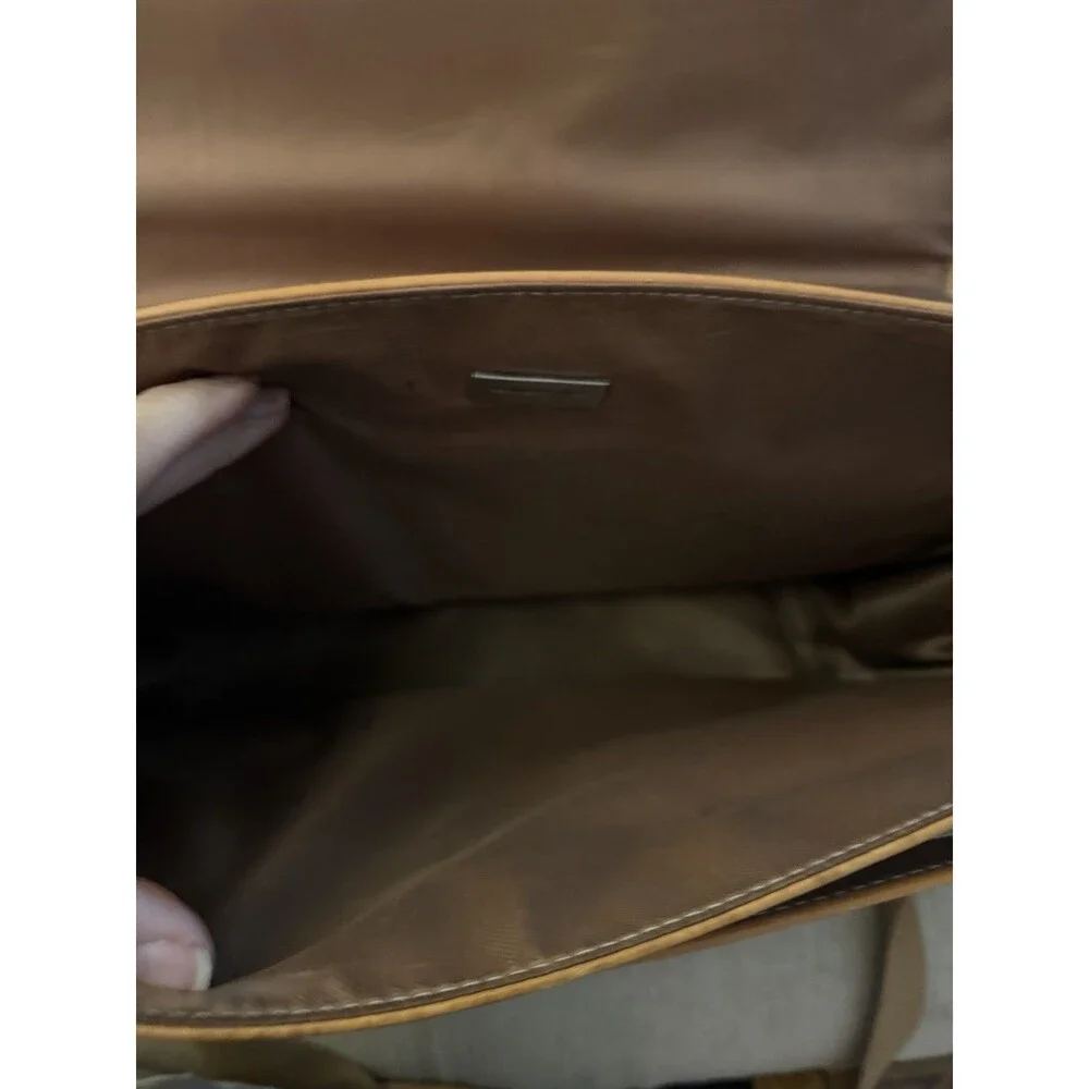 KENNETH COLE New York Tan Leather Messenger Laptop Travel Shoulder Bag Brief Vtg
